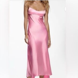 Zara pink satin dress